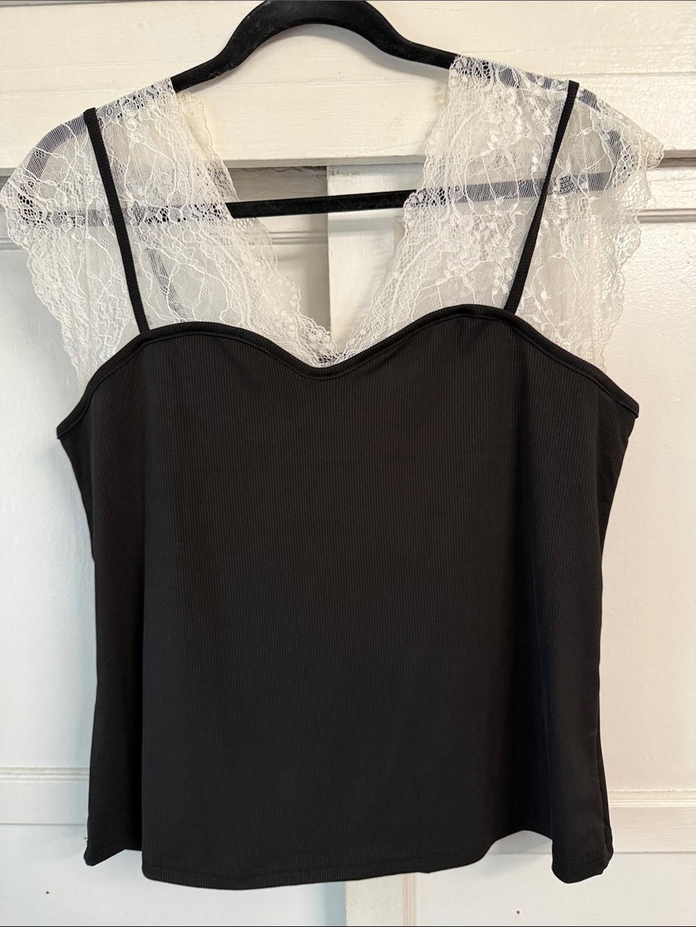 Women's Black Lace-Trim Cami Top
